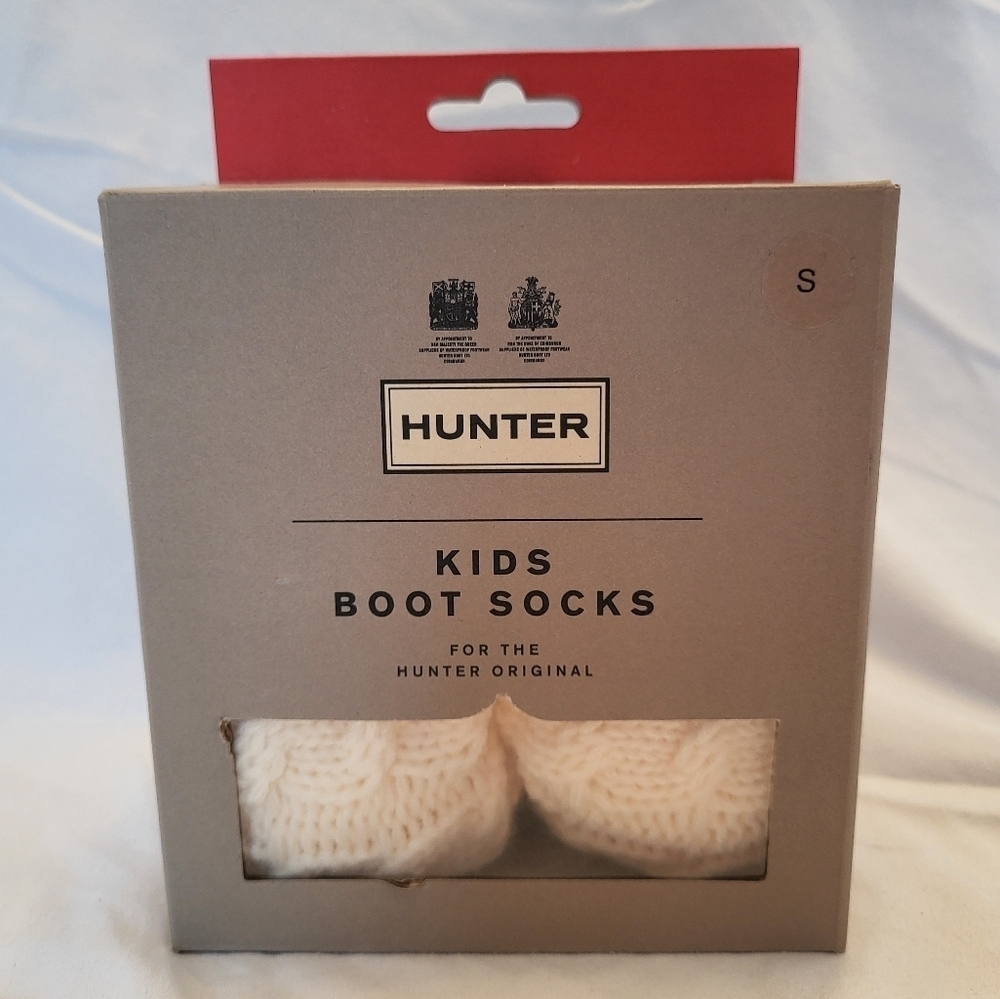 NIB Hunter Kids Boot Socks, Hunter White, 6 Stitch Cable, Size S